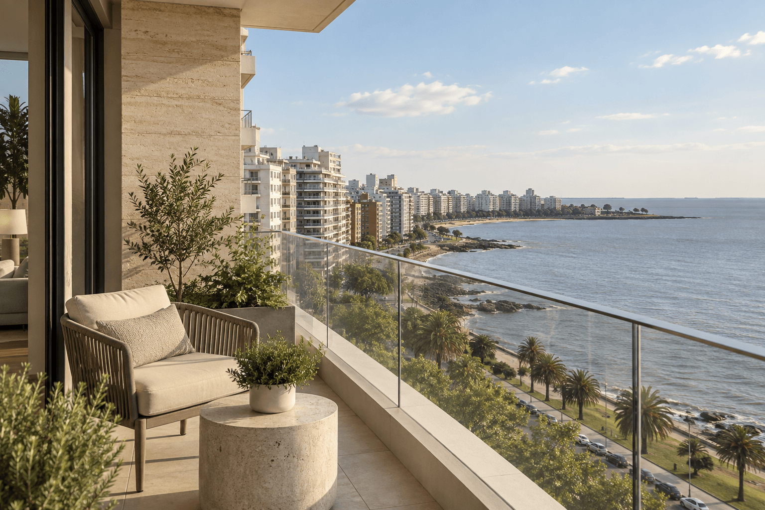 Vista ilustrativa desde un apartamento hacia la costa